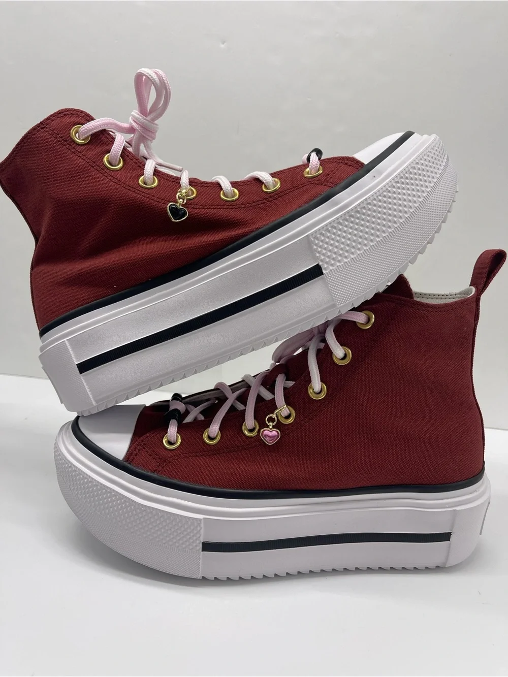 Converse CTAS LIFT DOUBLE STACK HI DEEP BORDEAU/SUGAR BERRY Platform Sneakers